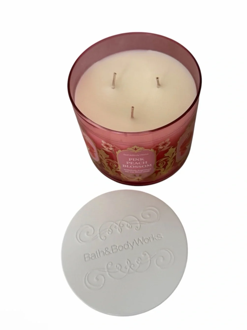 BBW Pink Peach Blossom 3 Wick Candle